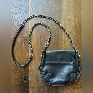 Rag & Bone Black Leather Crossbody Bag with Chain Detail